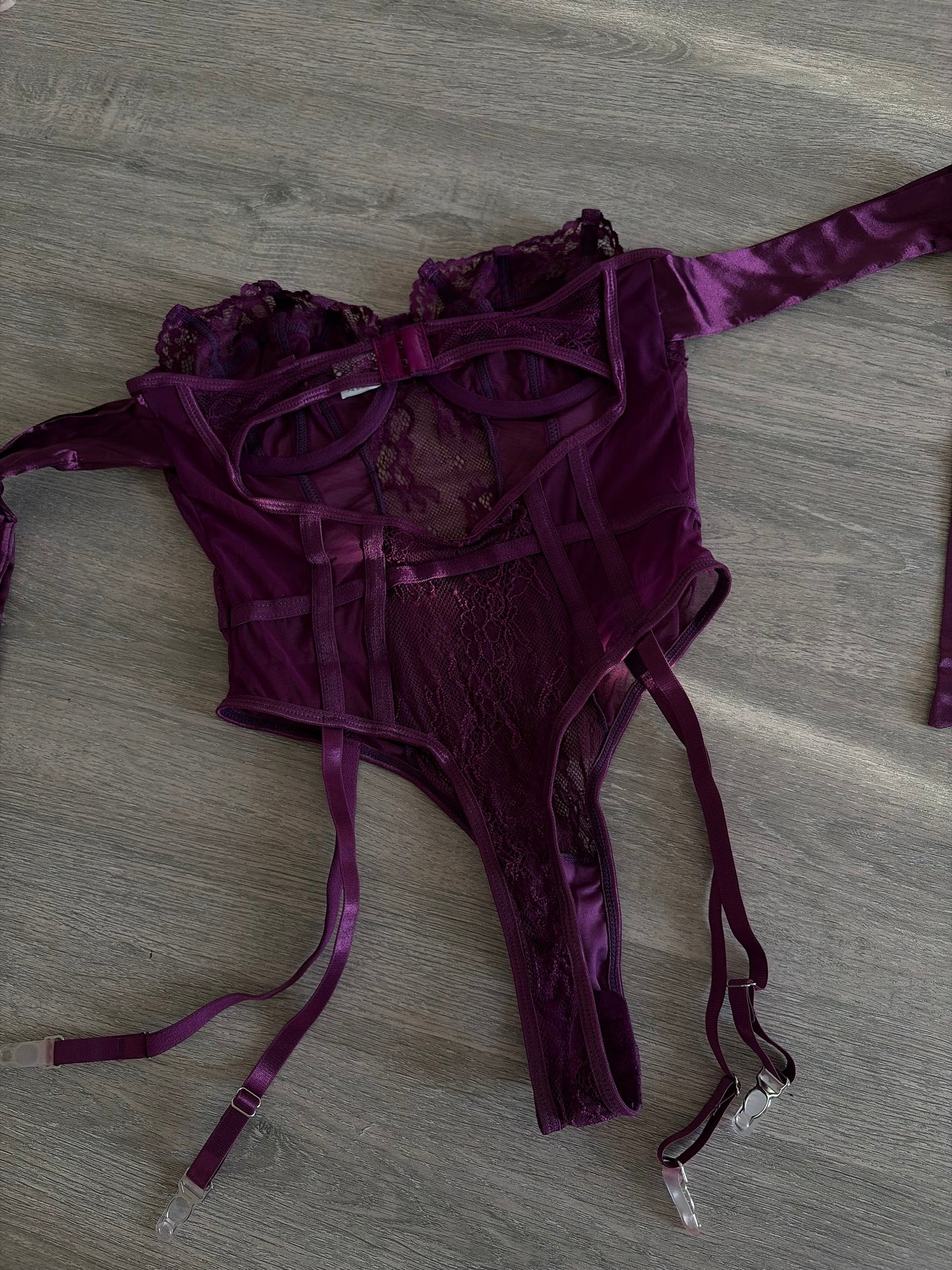Violet veil lingerie set | bodysuit + stockings | S