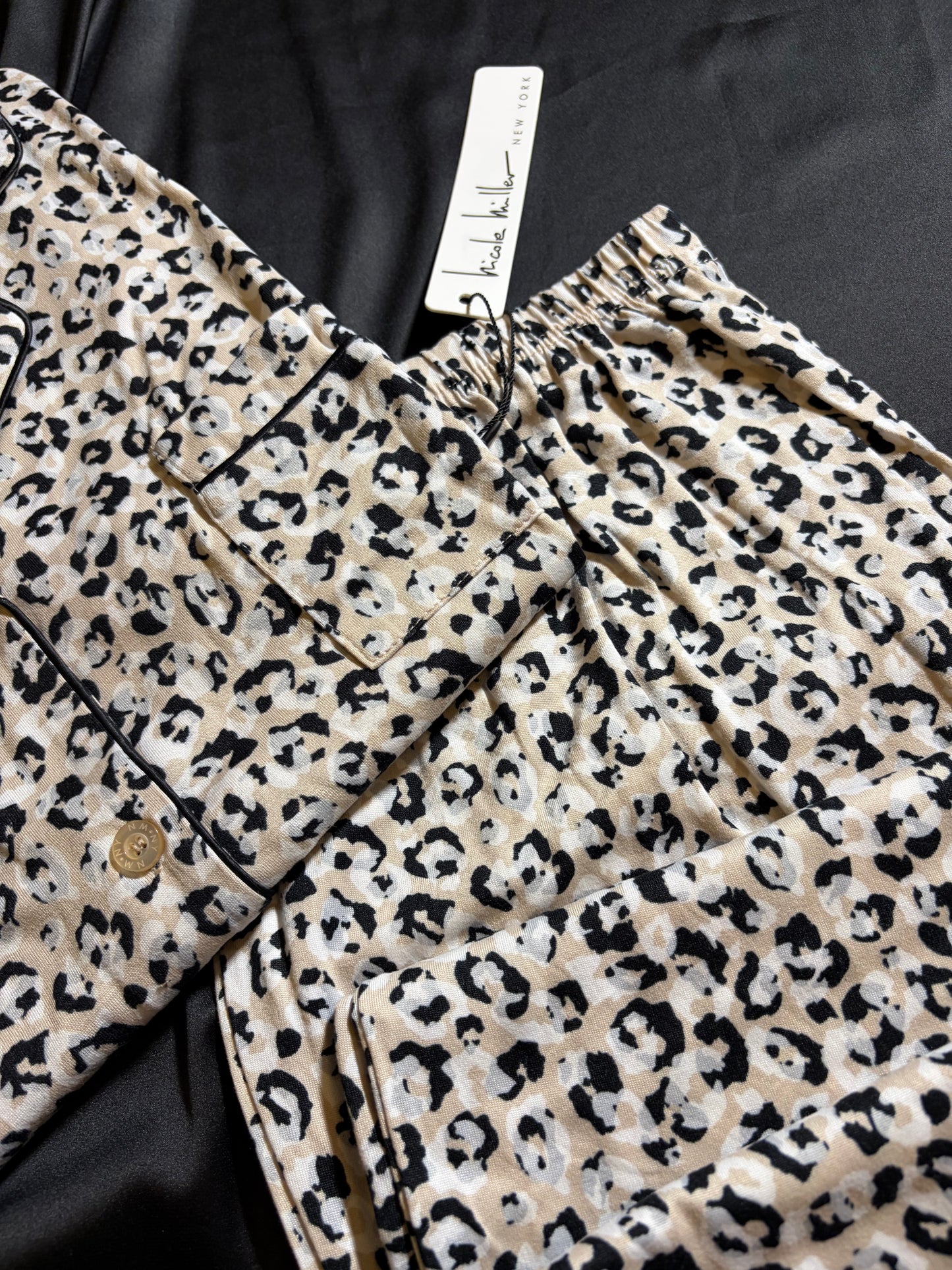 Nicole miller leopard pj set | L