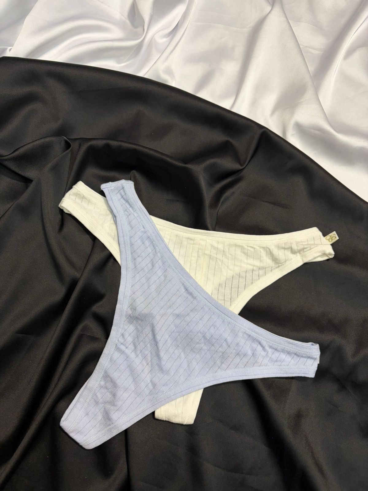 Jessica Simpson ribbed cotton thong set of 2 | S