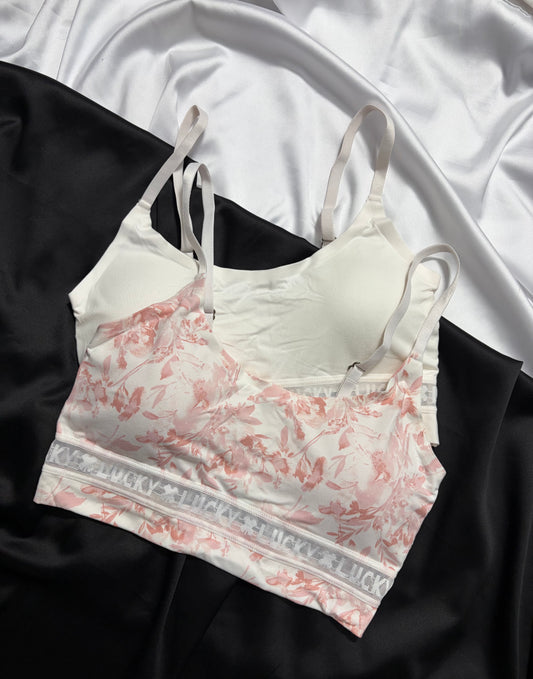 Lucky brand cotton laser cut bralette set | S