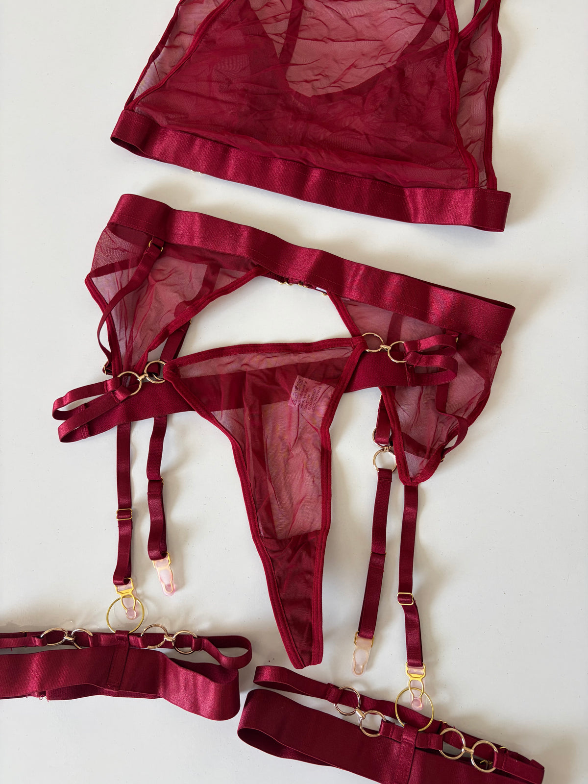 Bordeaux muse 3 pc lingerie set | M
