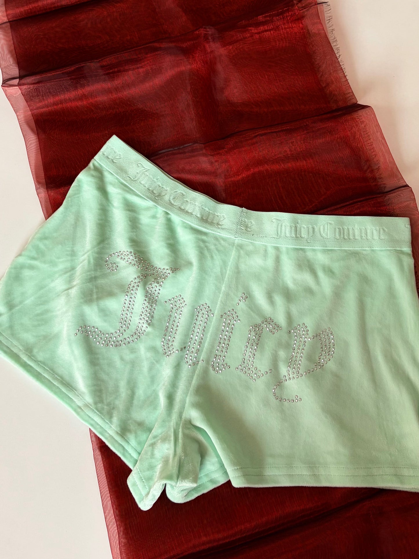 Juicy couture mint green velvet shorts | M & XL