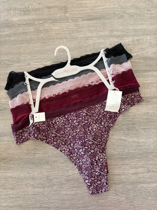 Ava rose pack of 5 laser cut high waisted thongs | XL