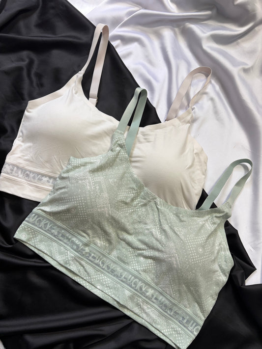 Lucky brand cotton laser cut bralette set | XL