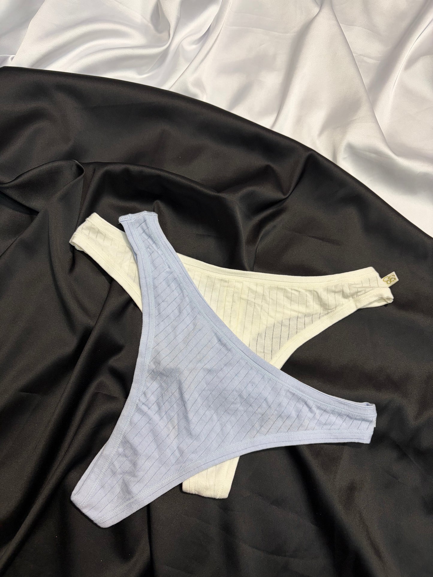 Jessica Simpson ribbed cotton thong set of 2 | S