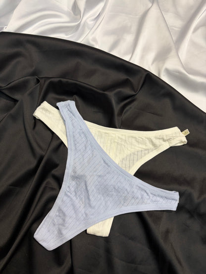Jessica Simpson ribbed cotton thong set of 2 | S
