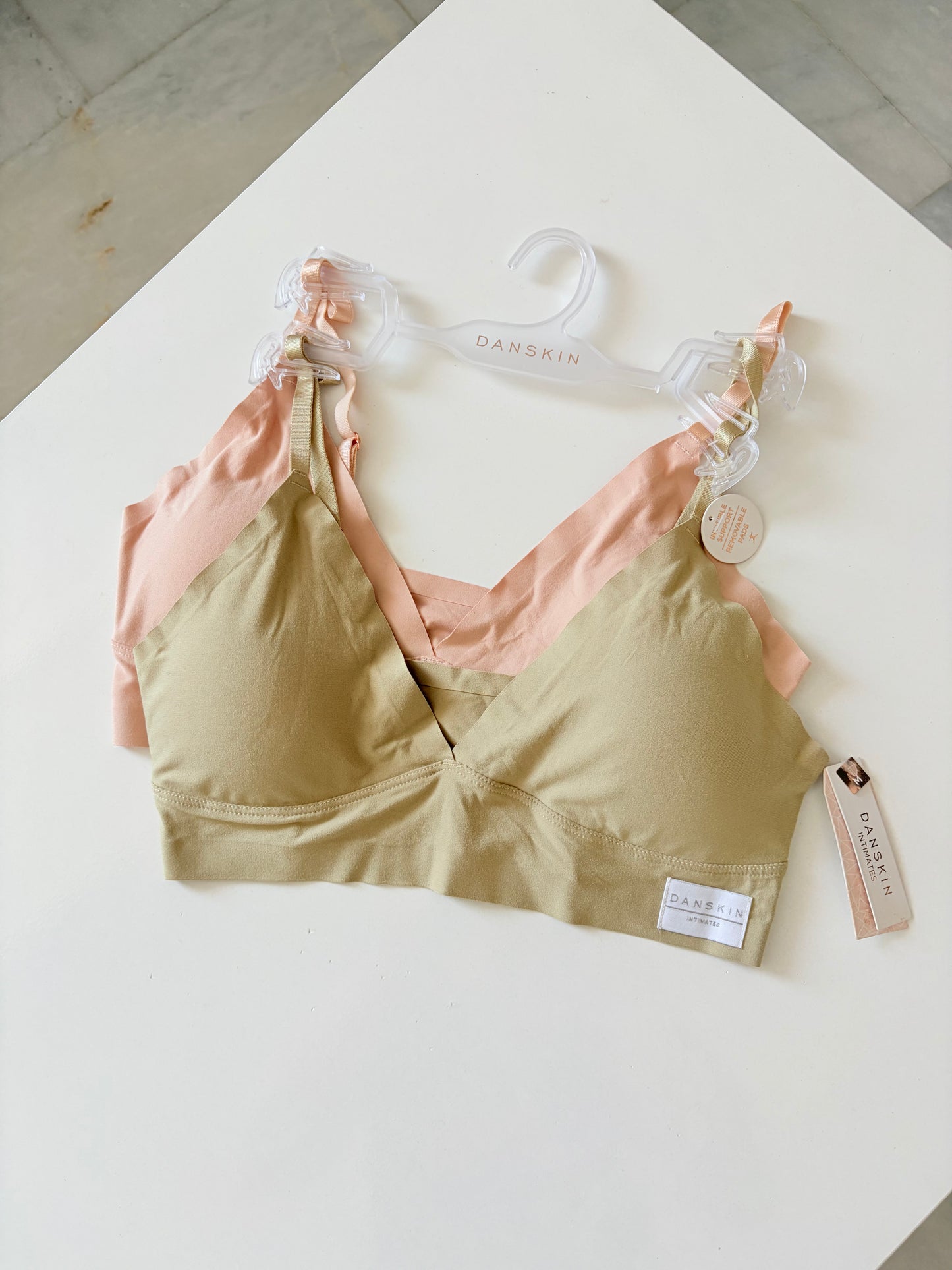 Danskin pack of 2 super soft laser cut bralettes | M