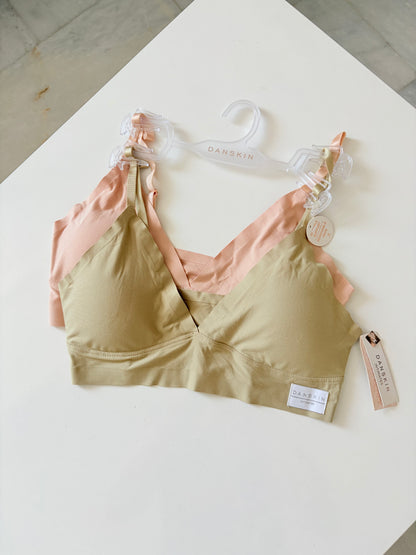 Danskin pack of 2 super soft laser cut bralettes | M