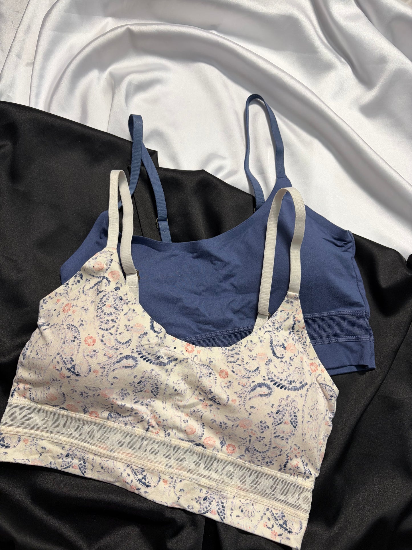 Lucky brand cotton laser cut bralette set | S
