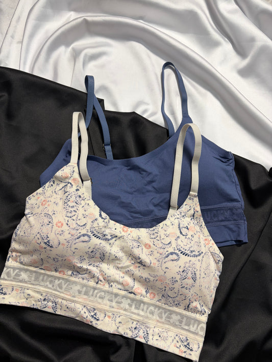 Lucky brand cotton laser cut bralette set | S