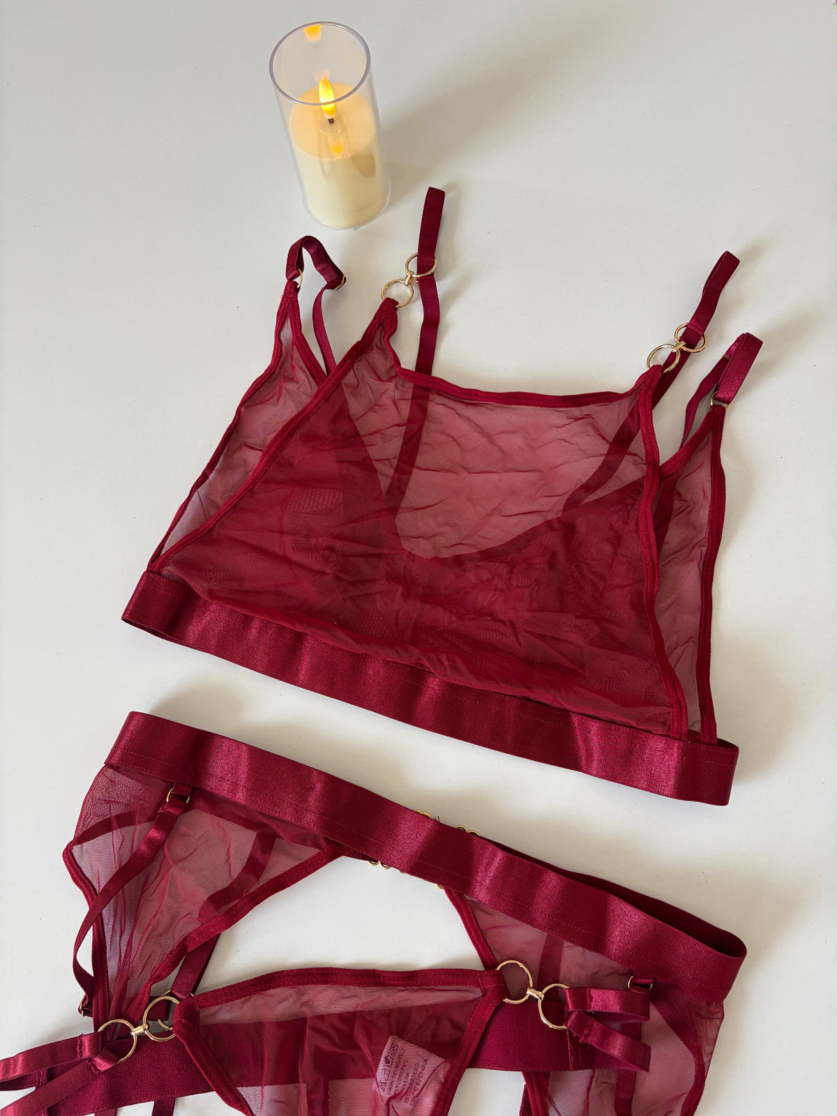 Bordeaux muse 3 pc lingerie set | M