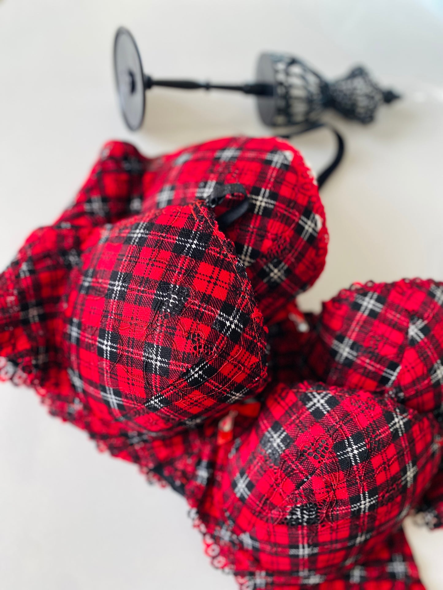 Checkered push up bra