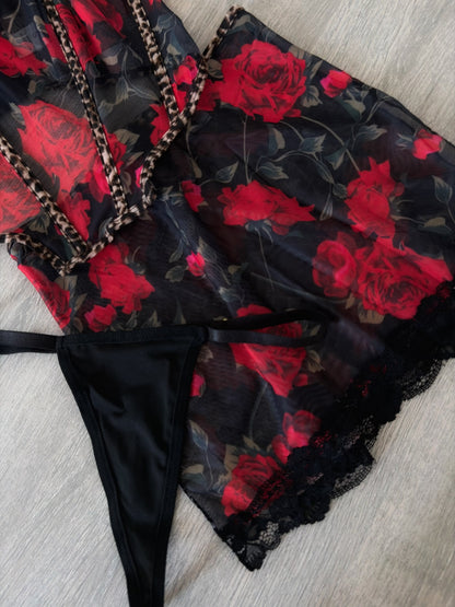 Midnight roses lingerie set