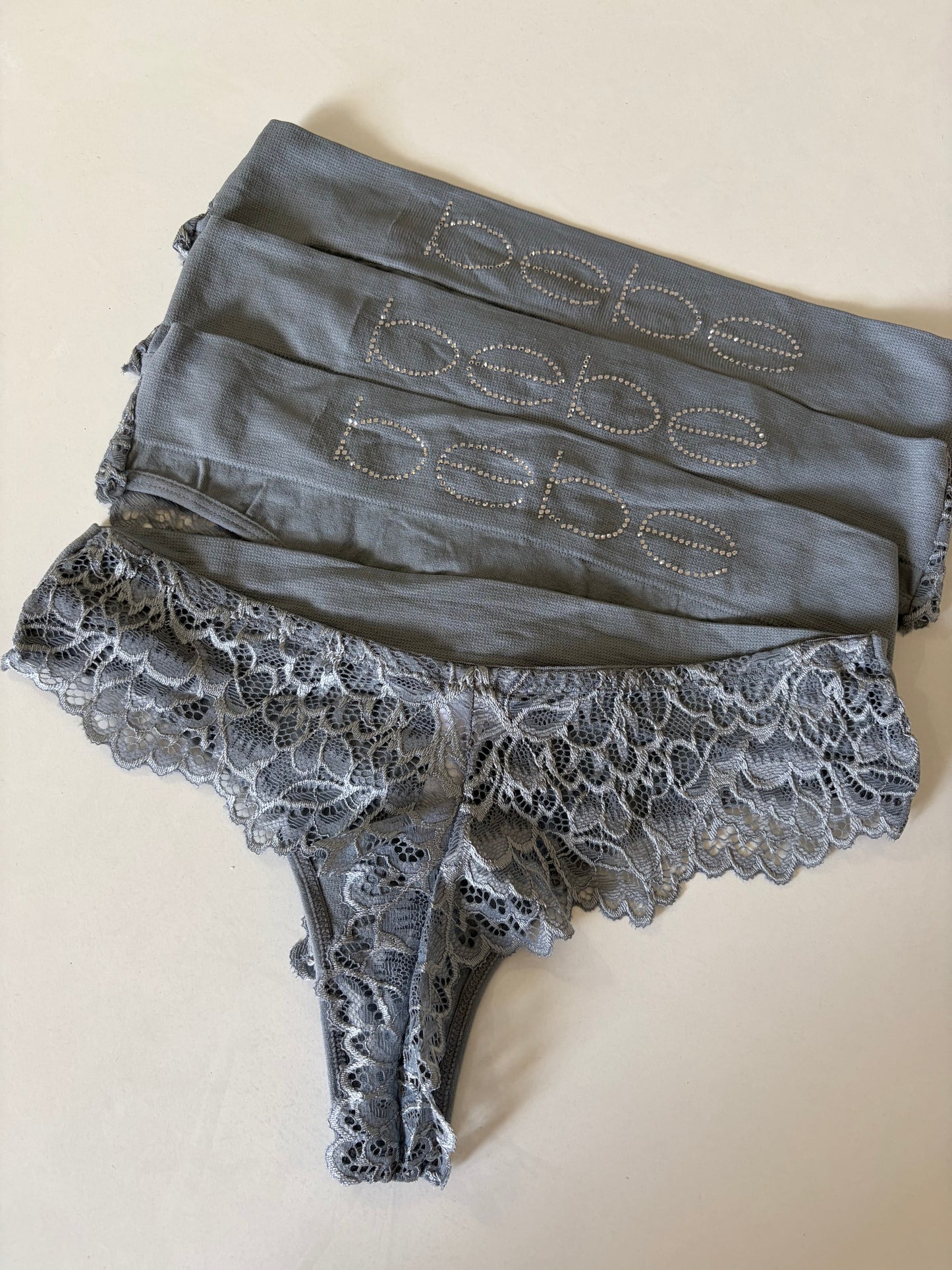 Bebe thongs with rhinestones