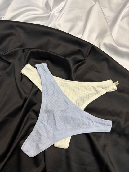 Jessica Simpson ribbed cotton thong set of 2 | S