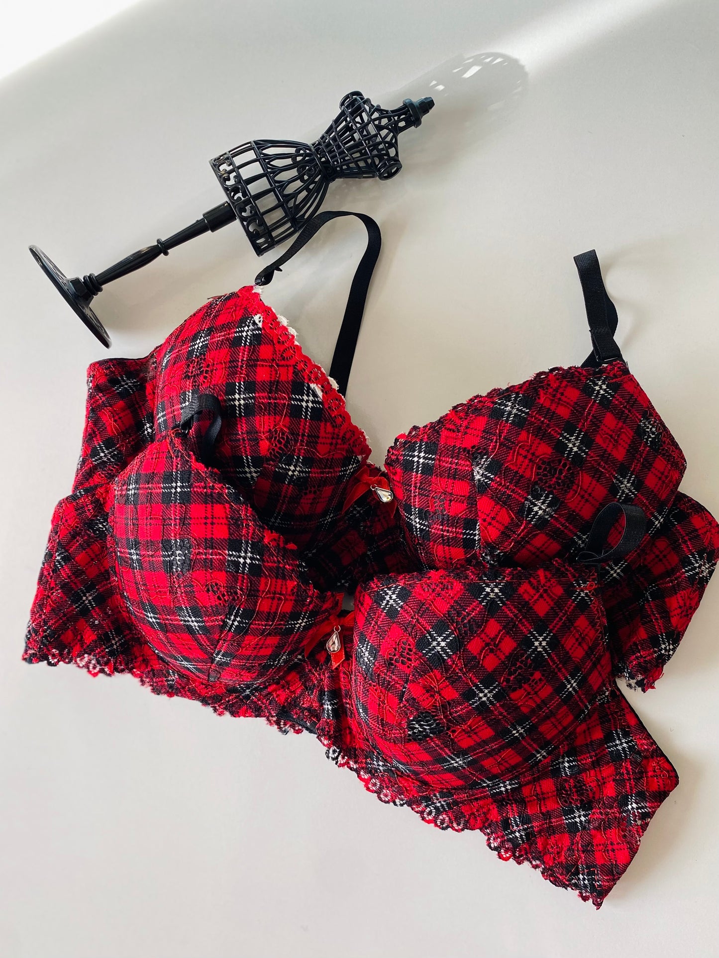 Checkered push up bra