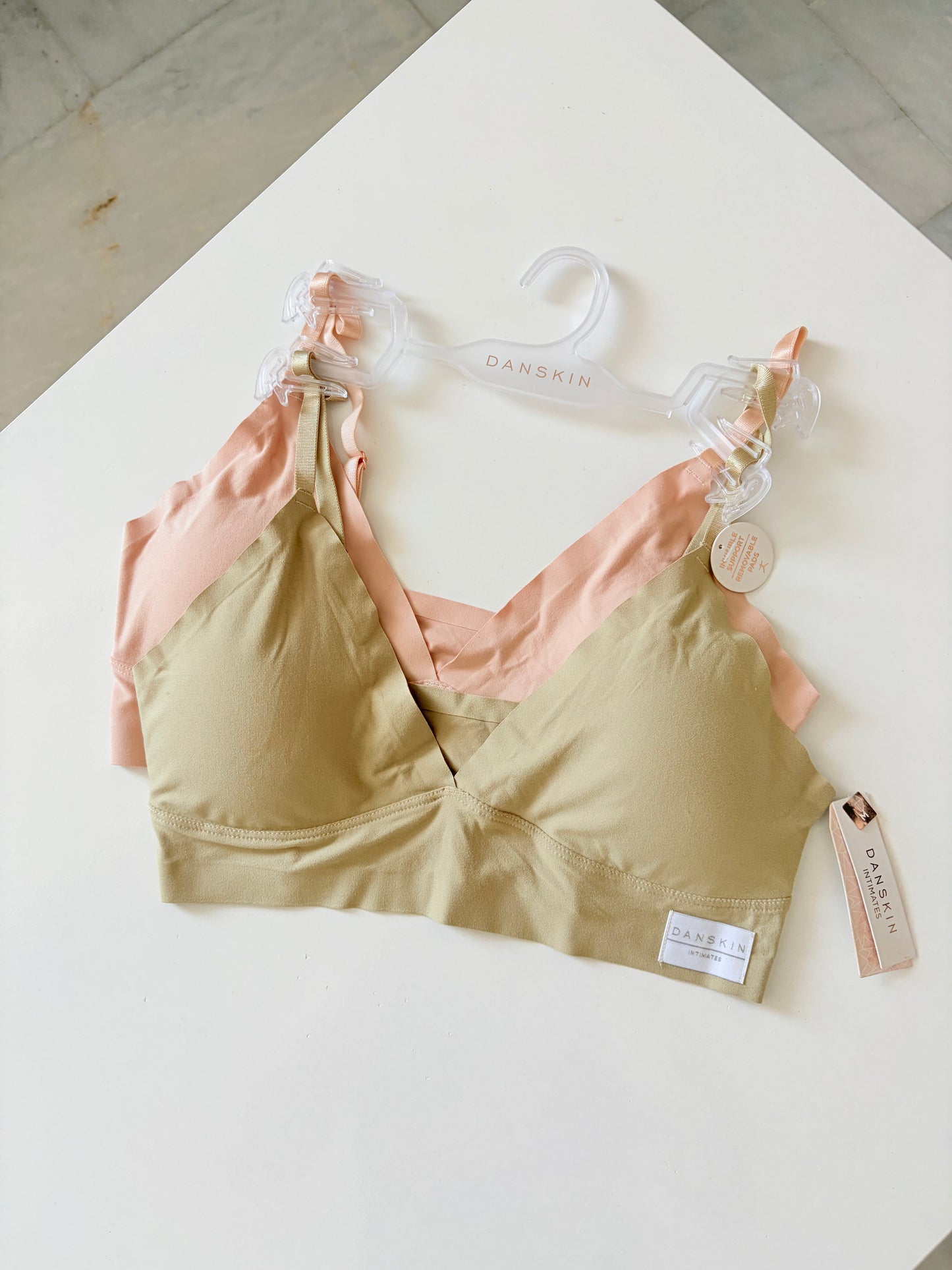Danskin pack of 2 super soft laser cut bralettes | M