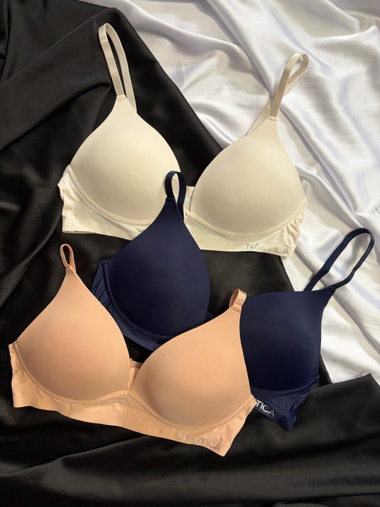 Nautica wireless laser cut seamless bralette pack of 3 | 34/75 B