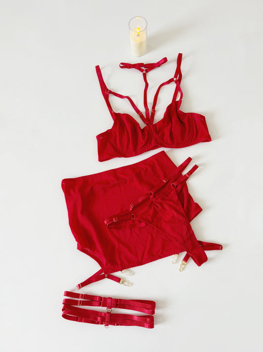 Cherry kiss 4 pc lingerie set | M
