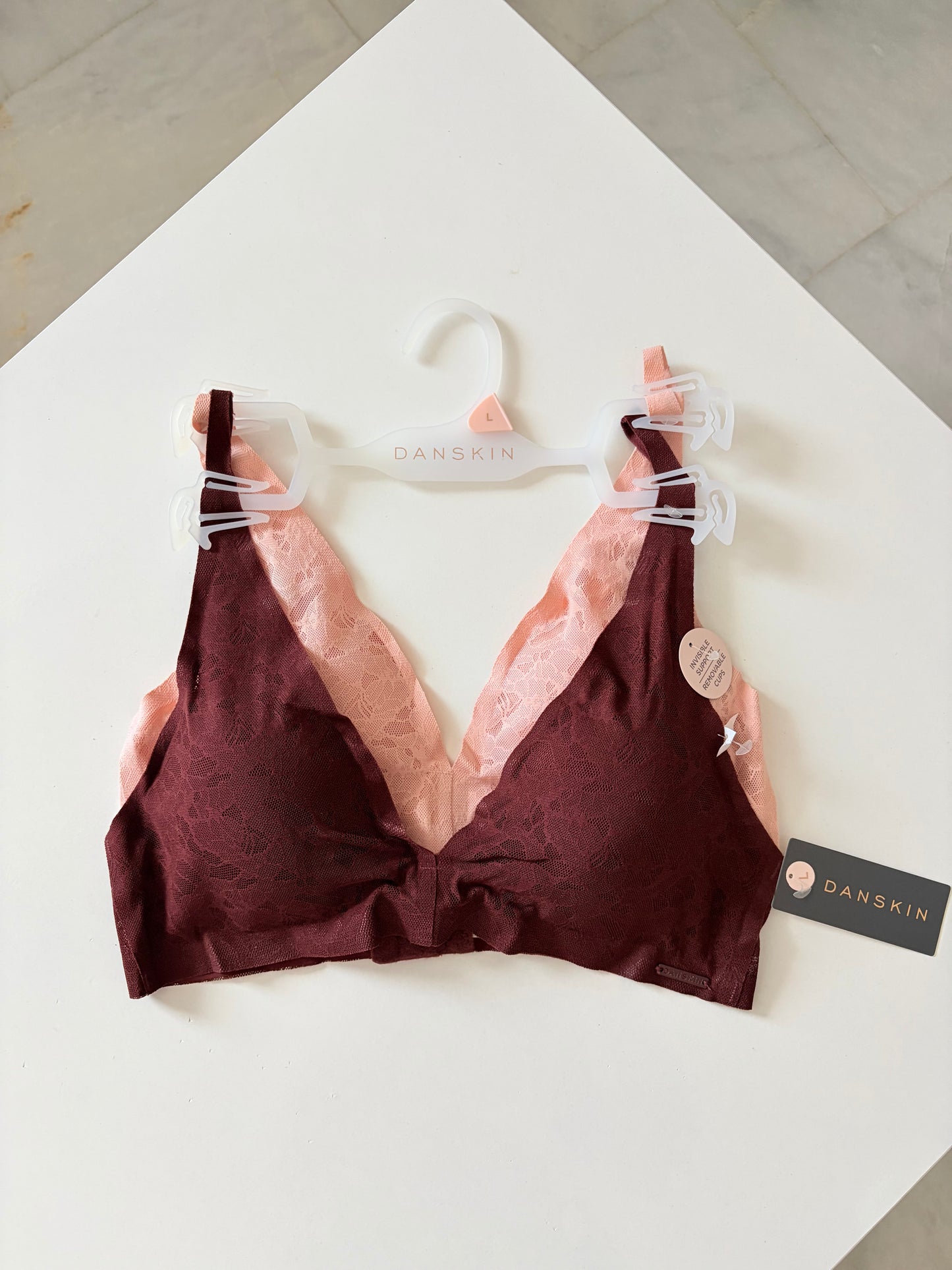 Danskin pack of 2 laser cut invisible bralettes