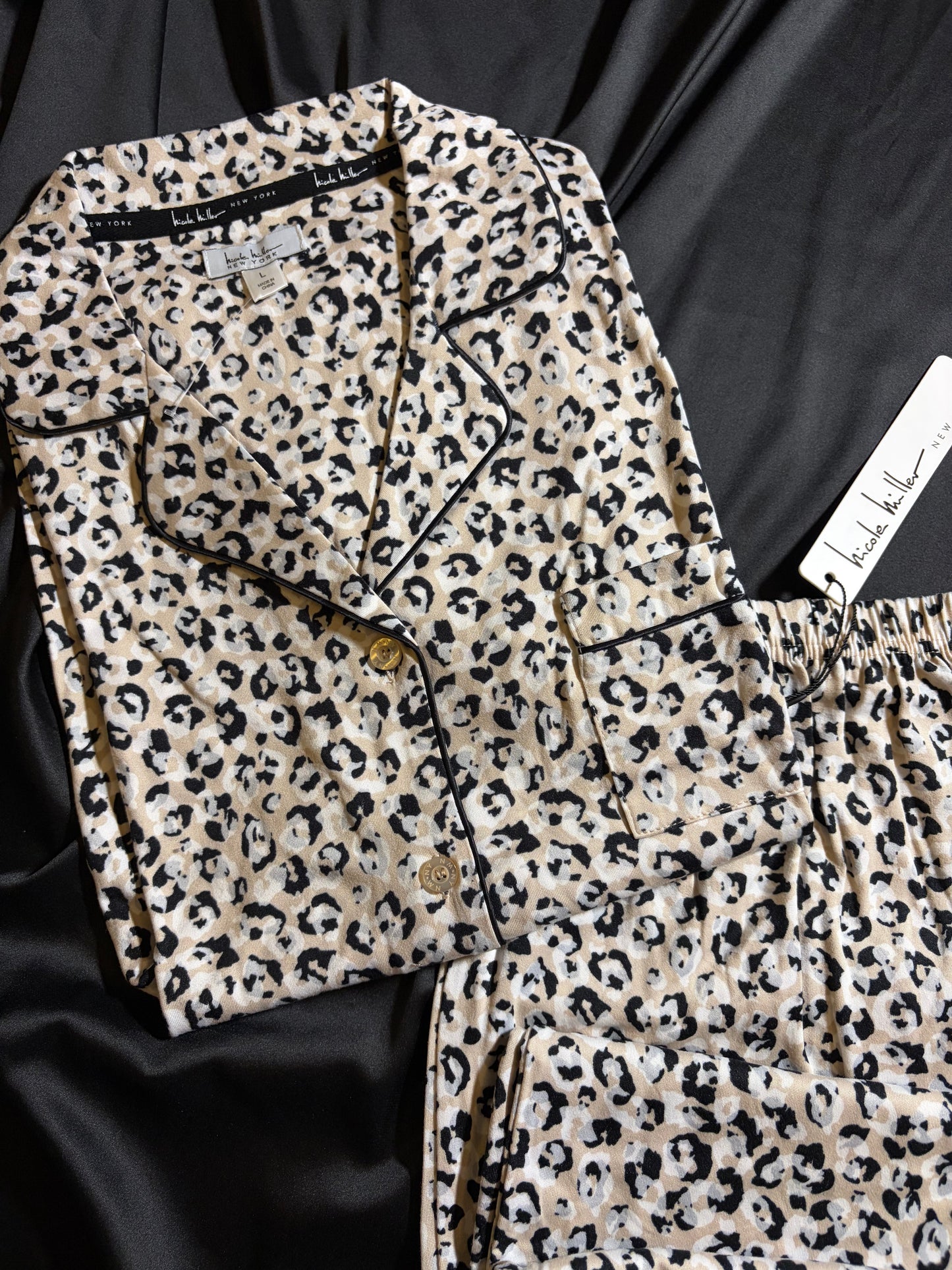 Nicole miller leopard pj set | L