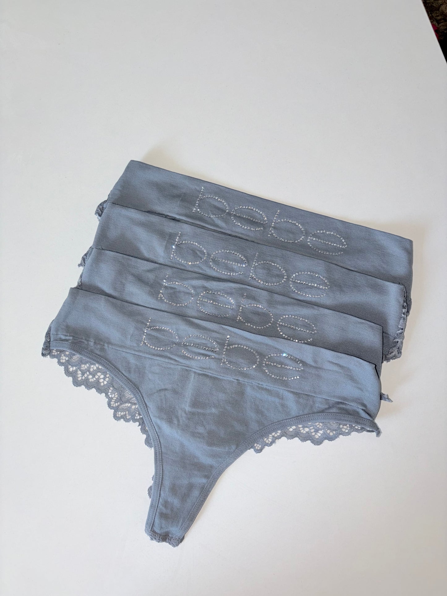 Bebe thongs with rhinestones