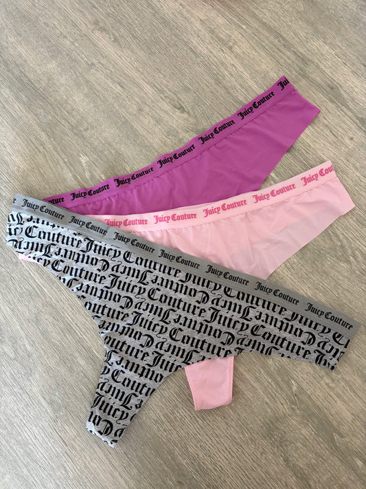 Juicy couture pack of 3 seamless laser cut thongs | XL