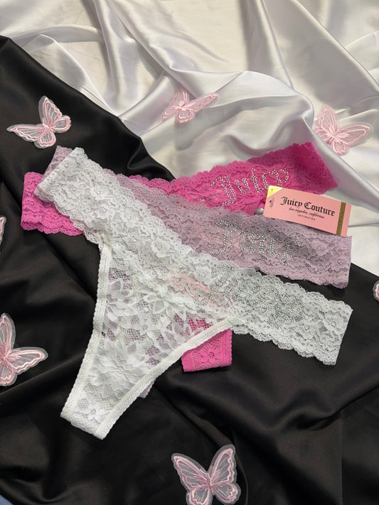 Juicy couture pack of 3 lace thongs | M