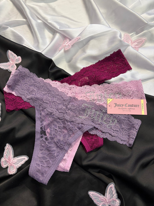 Juicy couture pack of 3 lace thongs | M