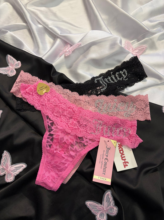 Juicy couture pack of 3 lace thongs | M