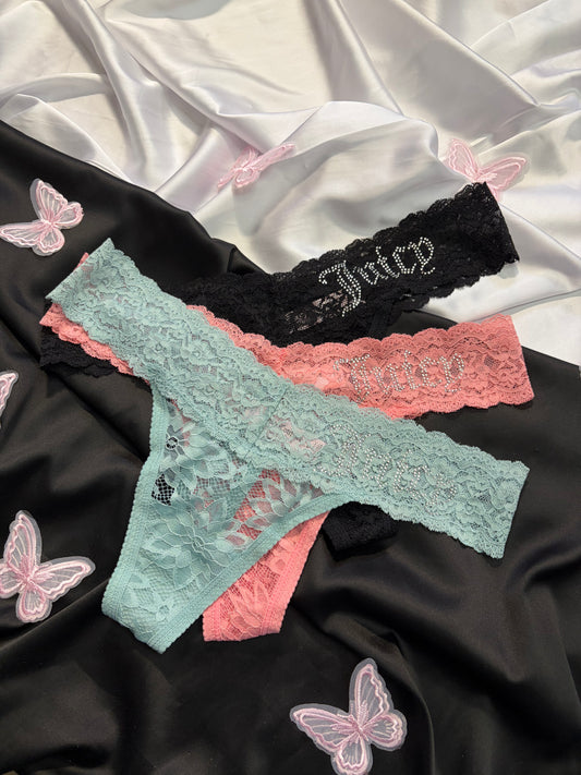 Juicy couture pack of 3 lace thongs | M
