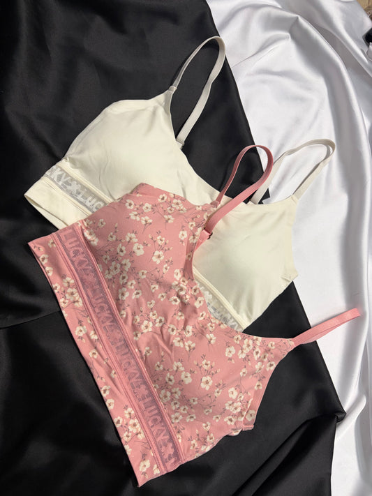Lucky brand cotton laser cut bralette set | S