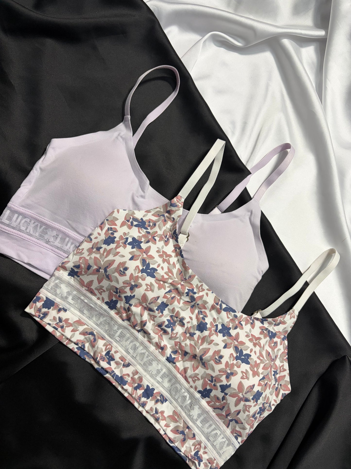 Lucky brand cotton laser cut bralette set | S