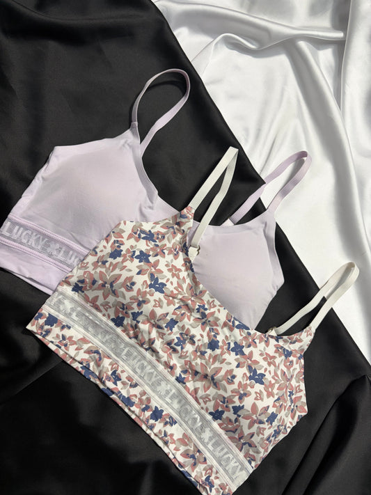 Lucky brand cotton laser cut bralette set | S