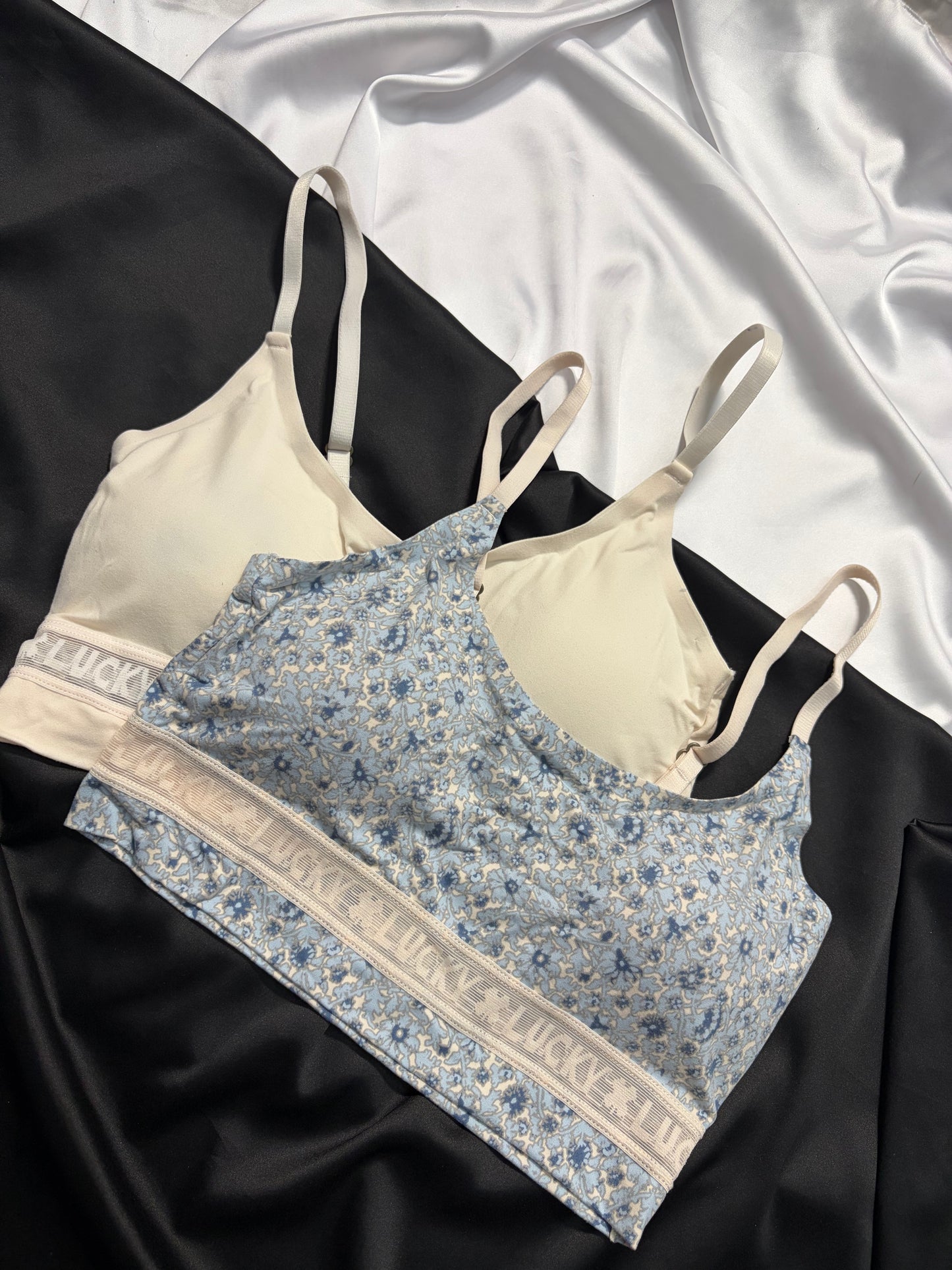 Lucky brand cotton laser cut bralette set size S