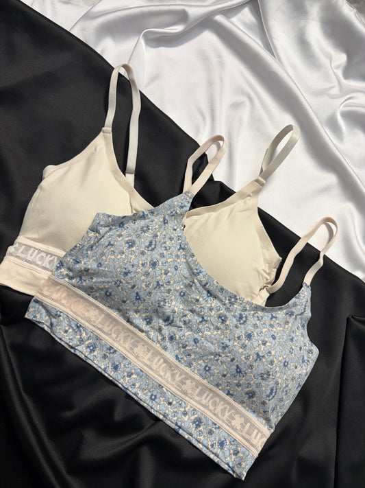 Lucky brand cotton laser cut bralette set size S